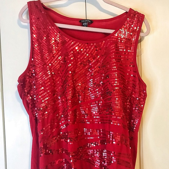 plus size red sparkly top